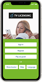 TV Licensing app on a mobile phone